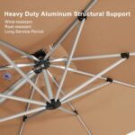 PURPLE LEAF 10ft Patio Umbrella Outdoor Square Large Cantilever Windproof Offset and Heavy Duty Sun Umbrella for Garden Deck Pool, Beige - Image 3