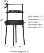 TITAN GREAT OUTDOORS Ash & Ember Santa Maria Grill, Argentine Style Open Fire Grill, Adjustable Cooking Grate with Flywheel, BBQ Grill Comes with Cast Iron Skillet - Image 2
