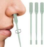Nasal Hair Cutter, 2025 Double-Sided Nose Hairs Removal, Manual 360° Rotating Nostril Hair Removal Tool, Manual Nose Hairs Cutter, Nasal Hair Trimmer with Ear Picker for Women Men (Green, 3PCS)