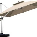 PURPLE LEAF 10ft Patio Umbrella Outdoor Square Large Cantilever Windproof Offset and Heavy Duty Sun Umbrella for Garden Deck Pool, Beige
