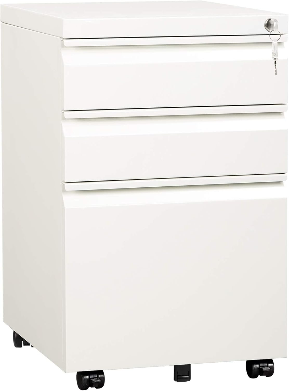 51oy7h3w3-L._AC_SL1500_.jpg DEVAISE 3-Drawer Mobile File Cabinet (Under Office Desk), Assembled Except Casters, Fits Letter/Standard Sizes, White - Image 1