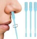 Nasal Hair Cutter, 2025 Double-Sided Nose Hairs Removal, Manual 360° Rotating Nostril Hair Removal Tool, Manual Nose Hairs Cutter, Nasal Hair Trimmer with Ear Picker for Women Men (Blue, 3PCS)