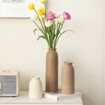 10.4 inches Tall Decorative Ceramic Vase Set, 3 Pieces, Nordic Modern Boho Style, White, Modern Farmhouse for Home Decor (Coffee Mix) - Image 2