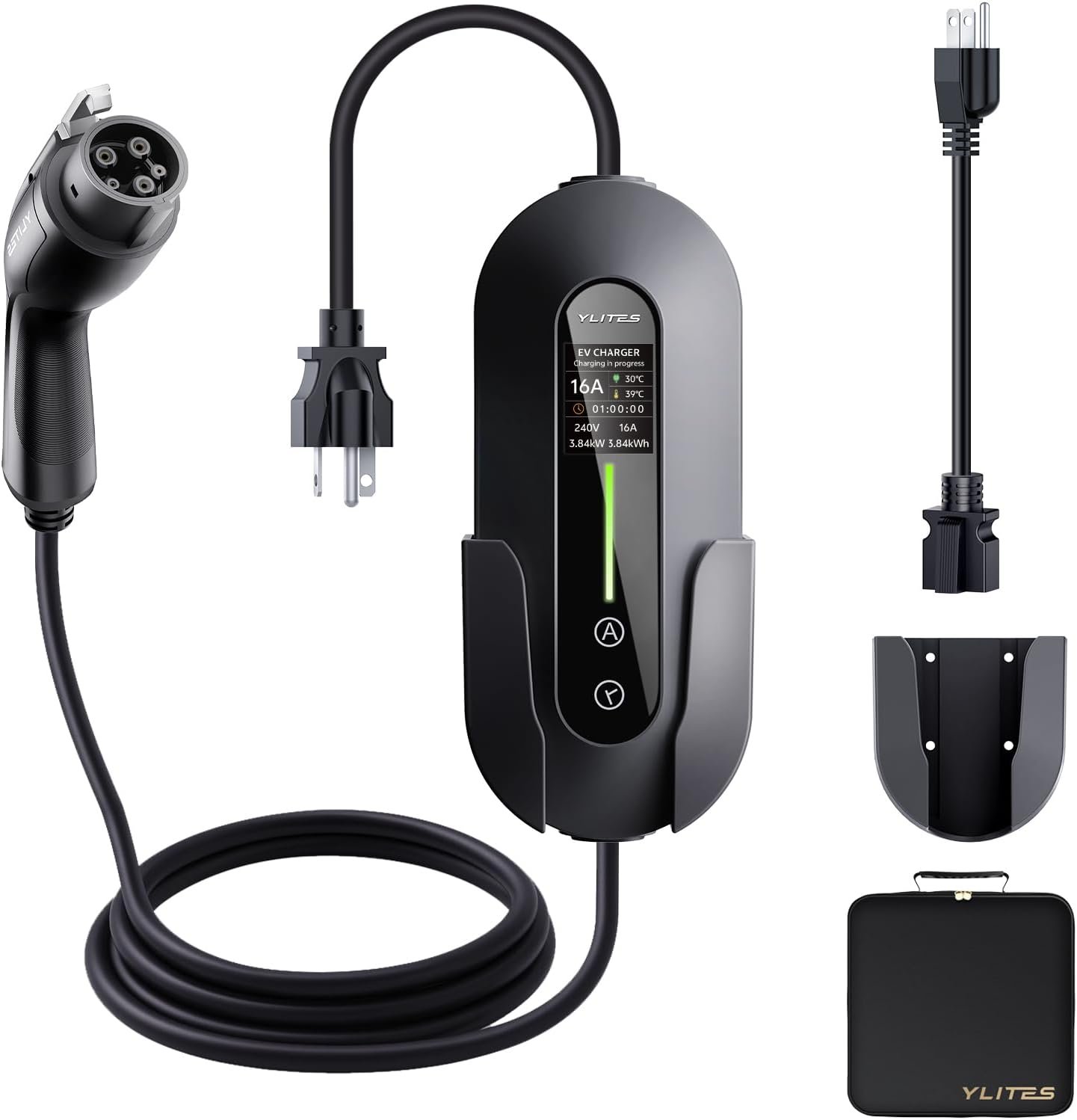 61-ga5mZQBL._AC_SL1500_.jpg 2026 Upgraded Level 1 & 2 Portable EV Charger, 25Ft J1772 Charging Cable, 8–16Amp Adjustable Current with Delay Start, 110–240V, NEMA 6-20 Plug with 5-15 Adapter, for All EVs & PHEVs - Image 1