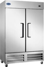 54" W Commercial Freezer with 2 door Stainless Steel 49 Cu. Ft Reach-in Freezer Auto-Defrost Fan Cooling Freezer for Restaurant, Commercial Kitchen, Shop, ETL Certification -10℉