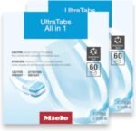 Miele UltraTabs All-in-One Dishwasher Detergent Tabs, Compatible with All Dishwashers, 60 Tabs, 2 Pack
