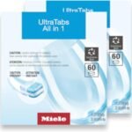 Miele UltraTabs All-in-One Dishwasher Detergent Tabs, Compatible with All Dishwashers, 60 Tabs, 2 Pack