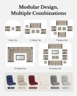 HILLGA Luxury Patio Furniture Set with 6-inch Thick Cushion, Outdoor Couch and High Back Swivel Rocker Patio Chairs, 7PCS Wicker Conversation Set for Deck Yard and Poolside, Blue (V2) - Image 9