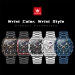 OLEVS Men Watches Business Dress Chronograph Big Square Quartz Analog Male Watch Silicone Strap Waterproof Date Gift Mens Wrsit Watch Silver - Image 5