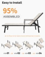 Outdoor Chaise Lounge, Never-Rust Aluminum Patio Lounge Chair, Double-Layer Textilene Pool Lounge Chair with 6-Position Adjustable Backrest, Sunbathing Lounger for Beach, Poolside, Deck, Yard - Image 8