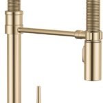 Delta Trinsic Pro Style Commercial Kitchen Faucet with Pull Down Sprayer, Single Hole Brushed Gold Kitchen Sink Faucet, Single Handle, Champagne Bronze 9659-CZ-DST