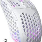 SOLAKAKA SM600 White Wireless Gaming Mouse,Tri-Modes BT5.1/Type-C Wired/2.4G Wireless Mouse with 2 Side Buttons, Programmable Macro Gamer Mouse with RGB Light for Laptop/PC/Mac