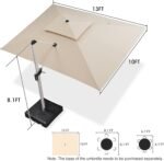 PURPLE LEAF 10' X 13' Patio Umbrella Outdoor Rectangle Umbrella Large Cantilever Umbrella Windproof Offset Heavy Duty Sun for Garden Deck Pool Patio, Beige - Image 9