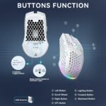 SOLAKAKA SM600 White Wireless Gaming Mouse,Tri-Modes BT5.1/Type-C Wired/2.4G Wireless Mouse with 2 Side Buttons, Programmable Macro Gamer Mouse with RGB Light for Laptop/PC/Mac - Image 8