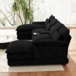 OUYESSIR 135" U Shaped Sectional Cloud Couch,Black Sectional Couches for Living Room,Comfy Fluffy Chenille Oversized Cloud Couch,Modular Sectional Sofa with Central Console & Double Chaise Lounge - Image 8