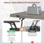 Itaar 40" Lift Top Coffee Table, 4 in 1 Coffee Tables with Storage Cabinet for Living Room, Small Farmhouse Coffee Table with 2 Fabric Drawers & LED Light for Dining Room, Grey - Image 7