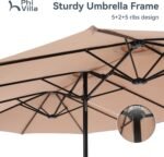 PHI VILLA 15ft Large Patio Umbrellas with Base Included, Outdoor Double-Sided Rectangle Big Market Umbrella with Stand, Outside Umbrellas for Poolside Lawn Backyard, Beige - Image 7