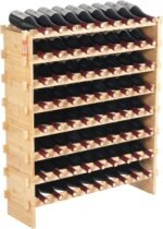 VEVOR 72 Bottle Upgrade Modular Wine Rack, Continuously Store Pinot Bottles, 8-Tier Bamboo Wood Storage Rack, Floor Freestanding Wines Holder Display Shelf, Wobble-Free Shelves for Kitchen Bar Cellar
