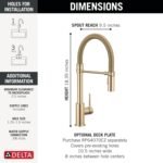 Delta Trinsic Pro Style Commercial Kitchen Faucet with Pull Down Sprayer, Single Hole Brushed Gold Kitchen Sink Faucet, Single Handle, Champagne Bronze 9659-CZ-DST - Image 5