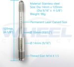 WHEEL CONNECT Wheel Alignment Pin, M14X1.5 Wheel Hanger, Rim Stud Pilot Pin,Guide Studs. Tool for Changing Tires on Cars with Lug Bolts. Made of Stainless Steel.Metric 14 x 1.50. - Image 2