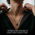 Galis Mens Necklace - Premium Stainless Steel Silver Chain Necklace, Non Tarnish, Chains, Triangle, Cross, Black Enamel, Compass Pendant, Stylish Jewelry - Valentines Gifts for Him 24" - Image 3