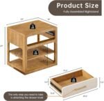 Morden Fort Solid Wood Queen Bed Frame with Headboard and 2 Nightstands,Platform Bed Frame with Knit Upholstered Headboard,Heavy Duty Bed Frame with Wood Slats Support,No Box Spring Needed-Light Brown - Image 3