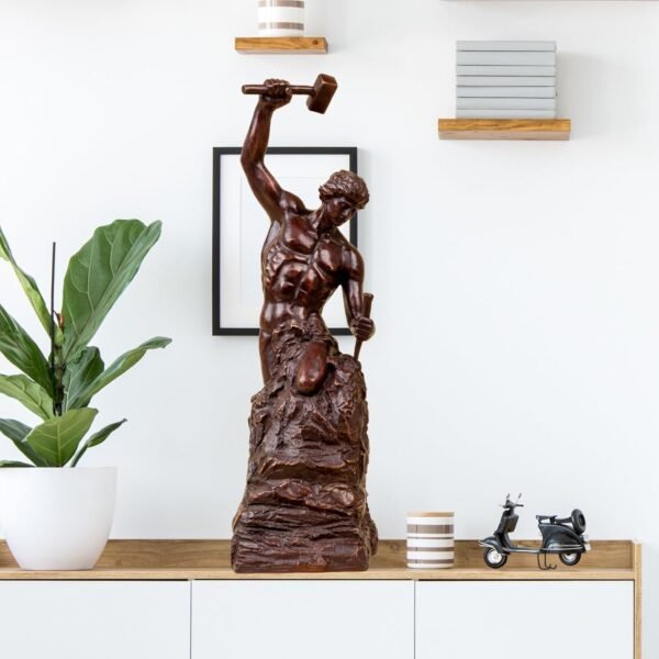【100% Bronze Statue】 Self Made Man 18.5″ Bronze Self-Sculpting Sculpture for Home Decor