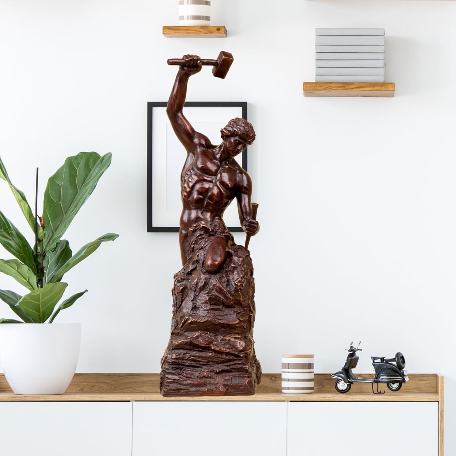 71T0p3-QGZL._AC_SL1500_.jpg 【100% Bronze Statue】 Self Made Man 18.5″ Bronze Self-Sculpting Sculpture for Home Decor - Image 1
