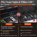 Sophia & William 6-Burner Propane Gas BBQ Grill with Side Burner & Porcelain-Enameled Cast Iron Grates, Stainless Steel Barbecue Grills Outdoor Cooking for Outside, 665 SQ.IN. Cooking Area, 65,800BTU - Image 3