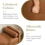 Aoiy & Wifon 66.34" W End of Bed Bench, King Size Upholstered Bench with Pillows for Bedroom/Entryway/Living Room, Leather, Brown - Image 5