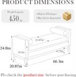 Aoiy & Wifon 66.34" W End of Bed Bench, King Size Upholstered Bench with Pillows for Bedroom/Entryway/Living Room, Leather, Brown - Image 3