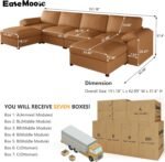 EASE MOOSE Brown Faux Leather Sectional Sofa,Leather Sectional Couch with Deep Seat,Extra Large U Shaped Couch,Oversized Modular Modern Scratch Resistant Sofas - Image 2