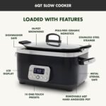 GreenPan Elite 14-in-1 Nonstick 6QT Electric Slow Cooker, PFAS-Free Ceramic Multi-Cooker, In-Pot Browning, Dishwasher Safe Lid & Removable Crock, Stainless Steel Steamer, Silicone Handles, Black - Image 4