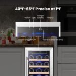 Yeego Wine Fridge Cooler - 15 Inch Wine Fridge Hold 33 Bottles, 40-65°F Wine Refrigerator Glass Door, Built in, Freestanding Under Counter Fridge for Beer Soda Drink Home Bar Office - Image 4