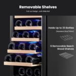 Yeego Wine Fridge Cooler - 15 Inch Wine Fridge Hold 33 Bottles, 40-65°F Wine Refrigerator Glass Door, Built in, Freestanding Under Counter Fridge for Beer Soda Drink Home Bar Office - Image 2