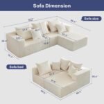 102" Sectional Couches for Living Room,Boneless Cloud Couch,L-Shaped Sofa with Oversized Deep Seat,Comfy Couch for Apartment,Compressed Sofa in a Box,No Assembly Required(Corduroy,Beige) - Image 2