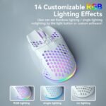 SOLAKAKA SM600 White Wireless Gaming Mouse,Tri-Modes BT5.1/Type-C Wired/2.4G Wireless Mouse with 2 Side Buttons, Programmable Macro Gamer Mouse with RGB Light for Laptop/PC/Mac - Image 7