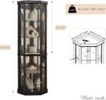 Corner Curio Cabinet, 70" H Lighted Glass Display Cage with Tempered Glass Doors and 5 Adjustable Shelves, Light Bulb Inclued, Wine Bar China Cabinet for Living Room (Black) - Image 2