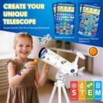 Hawkko Telescope for Adults & Kids – 80mm Aperture 500mm Telescopes for Adults Astronomy, (20X-150X) Portable Refractor Telescope Kit for Beginners with Decorate Stickers, AZ Tripod, Phone Adapter - Image 2