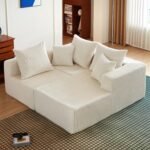 102" Sectional Couches for Living Room,Boneless Cloud Couch,L-Shaped Sofa with Oversized Deep Seat,Comfy Couch for Apartment,Compressed Sofa in a Box,No Assembly Required(Corduroy,Beige) - Image 7
