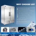 54" W Commercial Freezer with 2 door Stainless Steel 49 Cu. Ft Reach-in Freezer Auto-Defrost Fan Cooling Freezer for Restaurant, Commercial Kitchen, Shop, ETL Certification -10℉ - Image 8