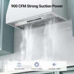 IKTCH 36 inch Built-in/Insert Range Hood 900 CFM, Ducted/Ductless Convertible Duct, Stainless Steel Kitchen Vent Hood with 2 Pcs Adjustable Lights and 3 Pcs Baffle Filters with Handlebar(IKB02-36'') - Image 2