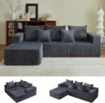 Boneless Couch for Living Room-102 Cloud Couch with Deep Seat,L-Shaped Comfy Sofa for Bedroom,Compressed Sofa in a Box,No Assembly Required(Corduroy,Grey) - Image 7