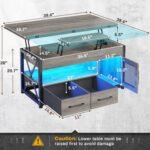 Itaar 40" Lift Top Coffee Table, 4 in 1 Coffee Tables with Storage Cabinet for Living Room, Small Farmhouse Coffee Table with 2 Fabric Drawers & LED Light for Dining Room, Grey - Image 2