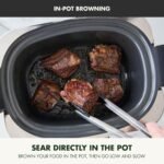 GreenPan Elite 14-in-1 Nonstick 6QT Electric Slow Cooker, PFAS-Free Ceramic Multi-Cooker, In-Pot Browning, Dishwasher Safe Lid & Removable Crock, Stainless Steel Steamer, Silicone Handles, Black - Image 6