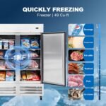 54" W Commercial Freezer with 2 door Stainless Steel 49 Cu. Ft Reach-in Freezer Auto-Defrost Fan Cooling Freezer for Restaurant, Commercial Kitchen, Shop, ETL Certification -10℉ - Image 2
