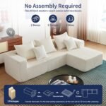 102" Sectional Couches for Living Room,Boneless Cloud Couch,L-Shaped Sofa with Oversized Deep Seat,Comfy Couch for Apartment,Compressed Sofa in a Box,No Assembly Required(Corduroy,Beige) - Image 6