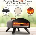 Bertello SimulFIRE Outdoor Pizza Oven Bundle - Wood Fire Portable 12 inch Brick Oven with Gas Burner, Peel, Wood Tray, Cover, & Thermometer - Portable Pizza Maker - As Seen on SHARK TANK - Image 4