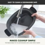 GreenPan Elite 14-in-1 Nonstick 6QT Electric Slow Cooker, PFAS-Free Ceramic Multi-Cooker, In-Pot Browning, Dishwasher Safe Lid & Removable Crock, Stainless Steel Steamer, Silicone Handles, Black - Image 7