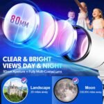 Hawkko Telescope for Adults & Kids – 80mm Aperture 500mm Telescopes for Adults Astronomy, (20X-150X) Portable Refractor Telescope Kit for Beginners with Decorate Stickers, AZ Tripod, Phone Adapter - Image 3